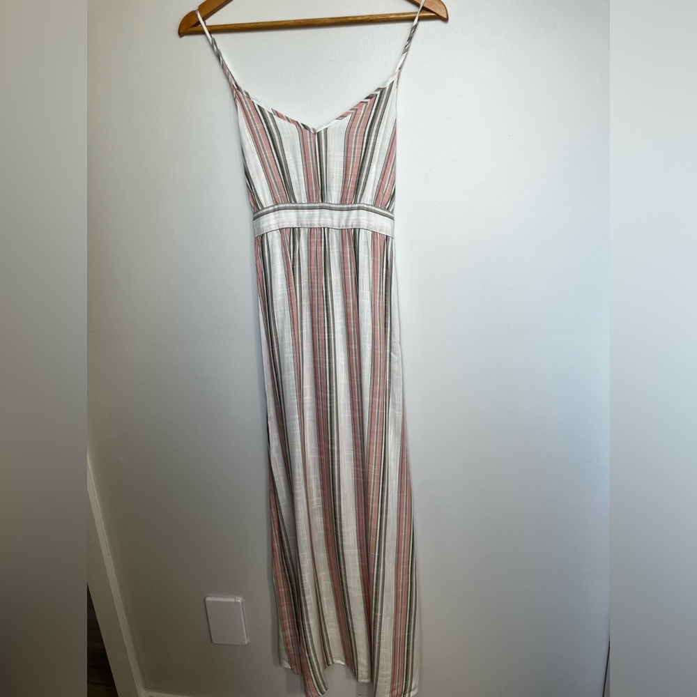 Striped Maxi Dress in White and Pink - XS
